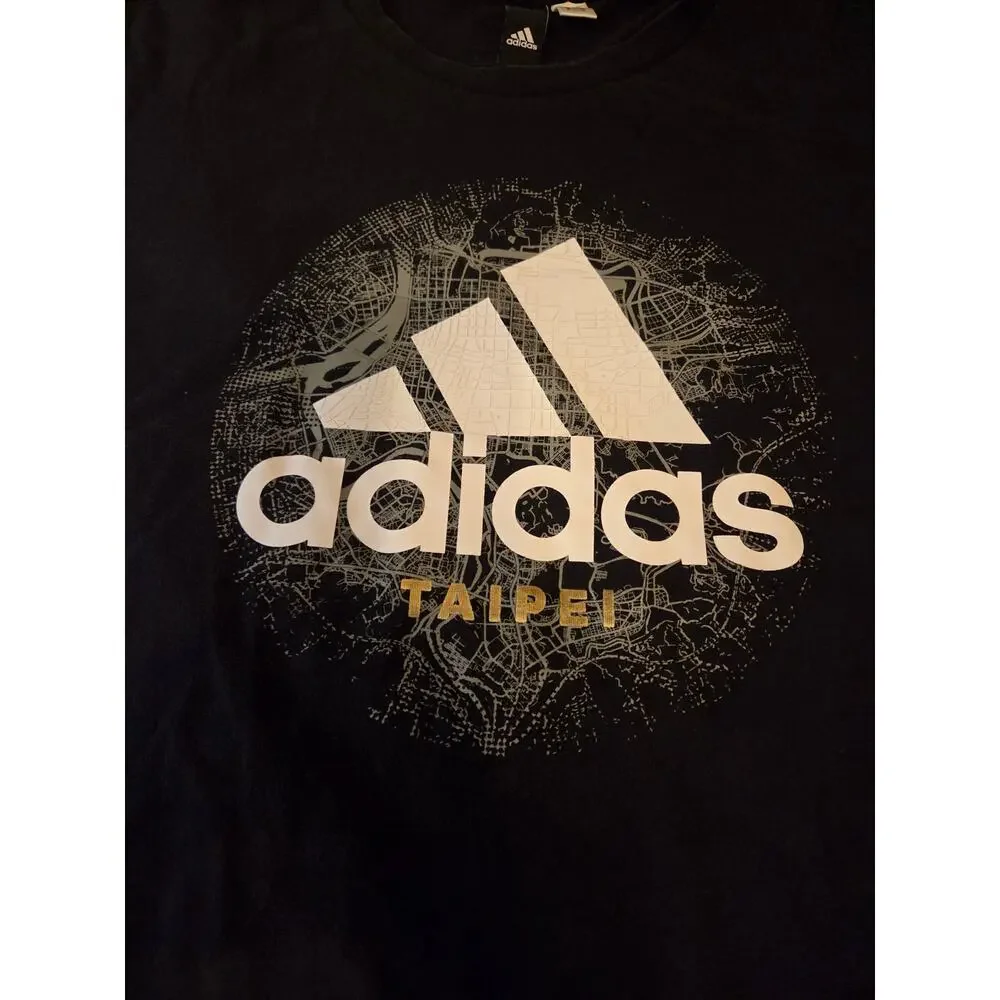 Adidas Men's Medium Black Taipei Map Graphic Tee Shirt - Good Condition